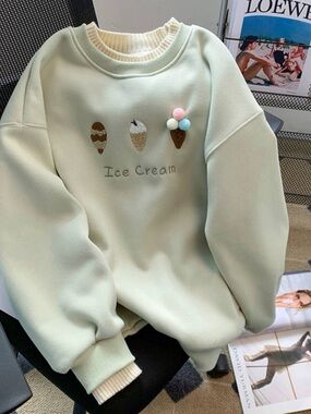 Ice Cream Graphic Pastel Green Sweatshirt